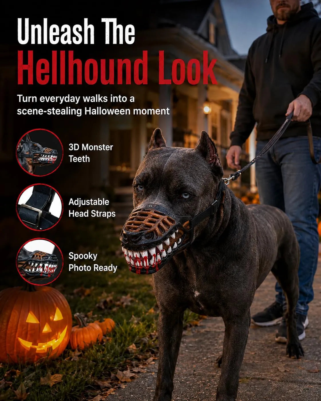 Spooky Dog Halloween Mask - Funny Pet Costume Accessory for Halloween Parties & Photos(Free Shippin - additional product view