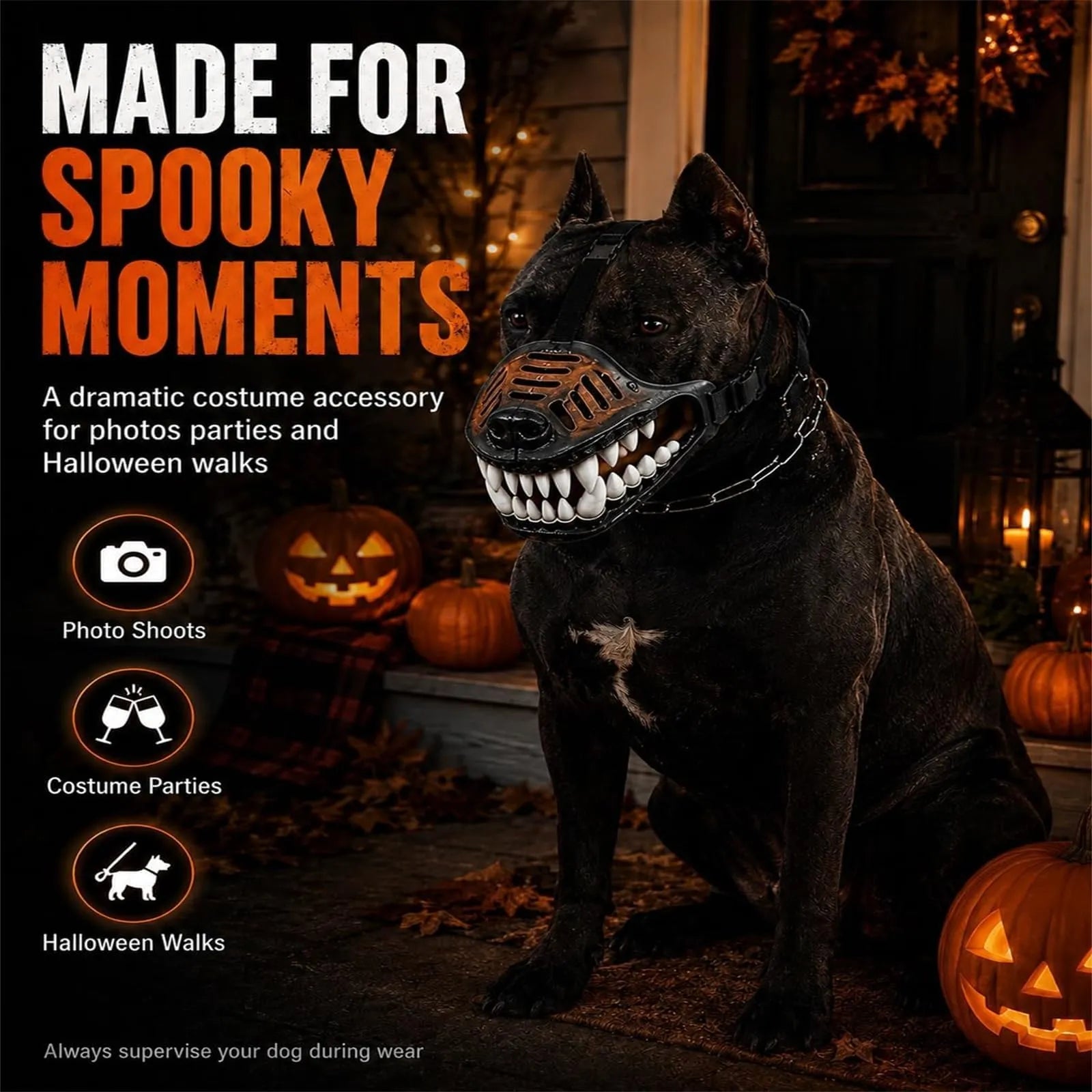 Spooky Dog Halloween Mask - Funny Pet Costume Accessory for Halloween Parties & Photos(Free Shipping) - product detail image